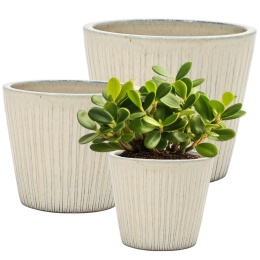 DONICA DONICZKA CERAMICZNA SZKLIWIONA MROZOODPORNA KREMOWA KOMPLET 3 SZT.