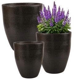 DONICA MROZOODPORNA CERAMICZNA SZKLIWIONA CZARNA OGRODOWA KOMPLET 3SZT
