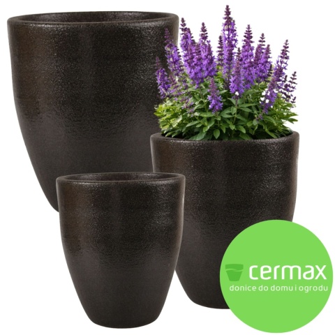 DONICA MROZOODPORNA CERAMICZNA SZKLIWIONA CZARNA OGRODOWA KOMPLET 3SZT