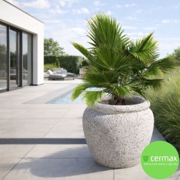 DONICA MROZOODPORNA H:39x35cm LEKKI CEMENT BIAŁA WAZA