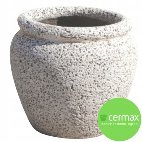 DONICA MROZOODPORNA H:39x35cm LEKKI CEMENT BIAŁA WAZA