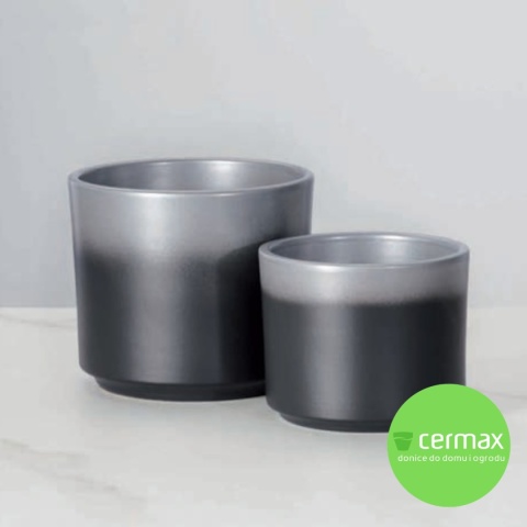 OSŁONKA CERAMICZNA SREBRNA GRAFITOWA OKRĄGŁA 18 x 20,5 cm