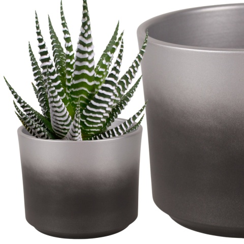 OSŁONKA CERAMICZNA SREBRNA GRAFITOWA OKRĄGŁA 18 x 20,5 cm