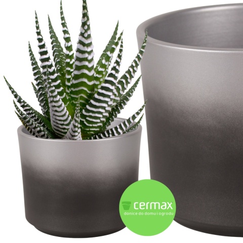 OSŁONKA CERAMICZNA SREBRNA GRAFITOWA OKRĄGŁA 18 x 20,5 cm