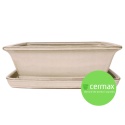 DONICA BONSAI Z PODSTAWKĄ CERAMICZNA SZKLIWIONA KREMOWA H:12,5x28,5x36,5cm