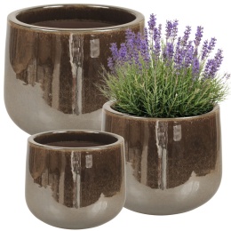 DONICA CERAMICZNA SZKLIWIONA MROZOODPORNA DONICZKA OGRODOWA KOMPLET 3SZT