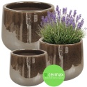 DONICA CERAMICZNA SZKLIWIONA MROZOODPORNA DONICZKA OGRODOWA KOMPLET 3SZT