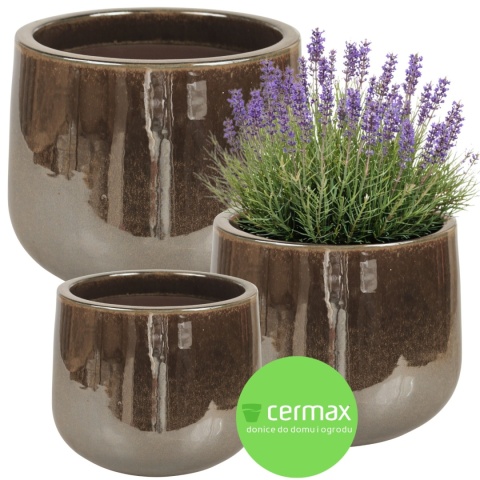 DONICA CERAMICZNA SZKLIWIONA MROZOODPORNA DONICZKA OGRODOWA KOMPLET 3SZT
