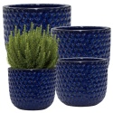 DONICA CERAMICZNA SZKLIWIONA MROZOODPORNA DONICZKA OGRODOWA KOMPLET 4SZT