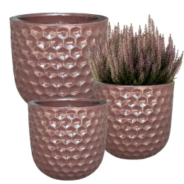 DONICA CERAMICZNA SZKLIWIONA MROZOODPORNA DONICZKA OGRODOWA KOMPLET 3SZT