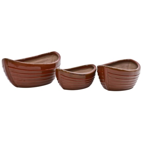 DONICA CERAMICZNA SZKLIWIONA MROZOODPORNA DONICZKA OGRODOWA KOMPLET 3SZT