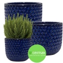 DONICA CERAMICZNA SZKLIWIONA MROZOODPORNA DONICZKA OGRODOWA KOMPLET 3SZT