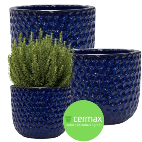 DONICA CERAMICZNA SZKLIWIONA MROZOODPORNA DONICZKA OGRODOWA KOMPLET 3SZT