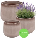 DONICA CERAMICZNA SZKLIWIONA MROZOODPORNA DONICZKA OGRODOWA KOMPLET 3SZT