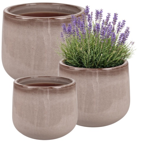 DONICA CERAMICZNA SZKLIWIONA MROZOODPORNA DONICZKA OGRODOWA KOMPLET 3SZT