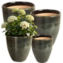 DONICA CERAMICZNA SZKLIWIONA MROZOODPORNA ZIELONA KOMPLET 4SZT