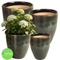 DONICA CERAMICZNA SZKLIWIONA MROZOODPORNA ZIELONA KOMPLET 4SZT