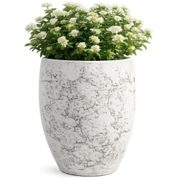 DONICA 44x35cm MROZOODPORNA BIAŁA MARMUR LEKKI CEMENT WAZA