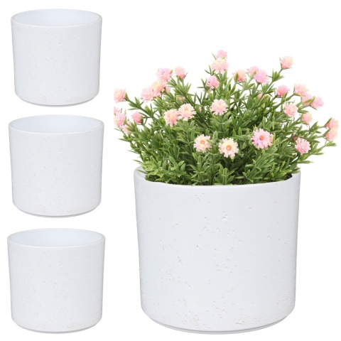 OSŁONKA CERAMICZNA 14,3X16,3cm BIAŁA POŁYSK PILLAR LAVA ZESTAW 4 SZTUK