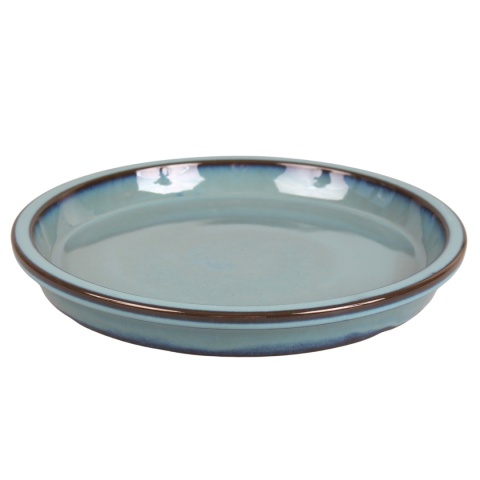PODSTAWKA POD DONICĘ SZKLIWIONA CERAMICZNA MORSKI BŁĘKIT Ø18cm